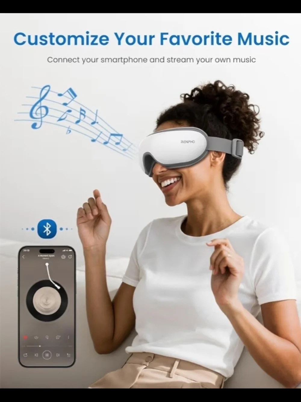 RENPHO White Eye Massager with Remote - Soothing Relief